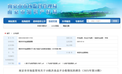 抽檢警示 南京蛋制品氟苯尼考等藥物殘留超標，豆薯類產品質量總體穩定